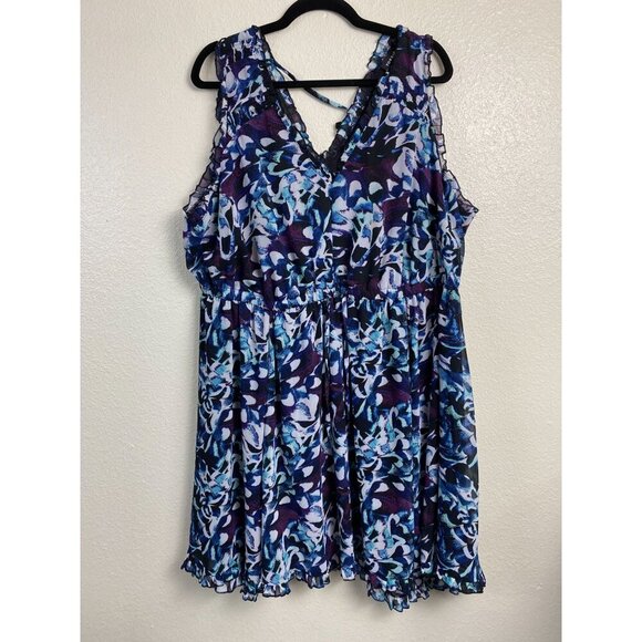 Torrid Mini Chiffon Ruffle Dress Sleeveless Multicolor Size 2X vacation Flowy - Picture 1 of 15
